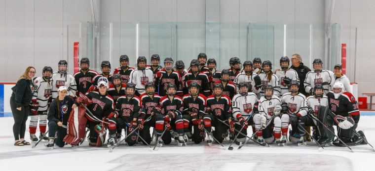 Women's Ice Hockey — Alumni Game — full team, stitched panorama